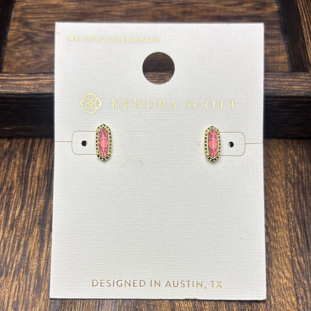 Kendra Scott Gold with Pink Oval Stud Earrings